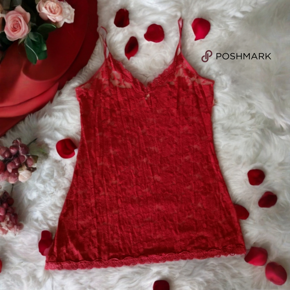 Red Lace Rose Pattern Camisole